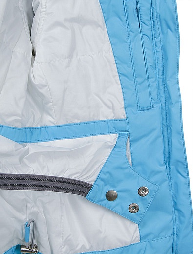 Голубая куртка с поясом и отделкой из натурального меха POIVRE BLANC - 1071509980048 - Фото 4