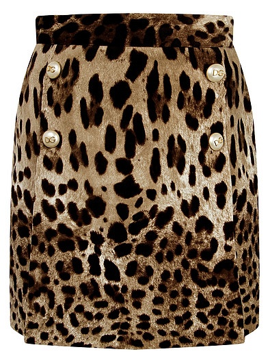 Юбка из бархата с леопардовым принтом Dolce & Gabbana - 1047709981222 - Фото 1