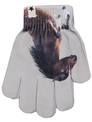 Комплект из шапки и перчаток с лошадками MOLO - 3004509280151 - Фото 2