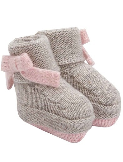 Кашемировые носки-пинетки с бантиками Baby T - 1534509280612 - Фото 1