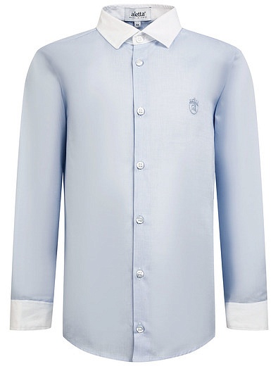 Голубая рубашка с белыми манжетами и воротником Aletta - 1014519281521 - Фото 1