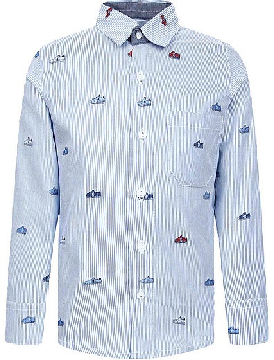 Комплект из рубашки в полоску и шорт с ремнём Lapin House - 3021519870011 - Фото 5