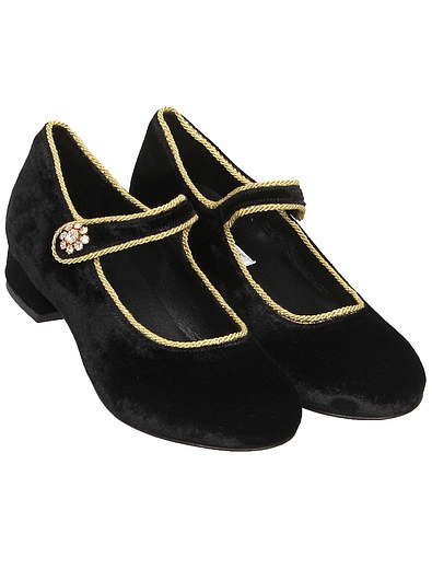 Туфли Мэри Джейн из бархата с декоративной пуговицей Dolce & Gabbana - 2011109980368 - Фото 1
