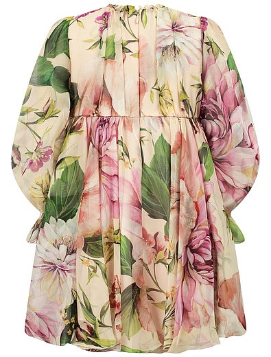 Платье из шёлка с принтом цветы Dolce & Gabbana - 1054509077888 - Фото 2