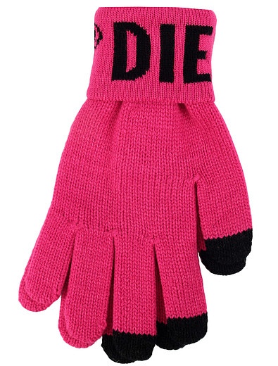 Розовые перчатки с сенсорными вставками Diesel - 1194508280015 - Фото 1