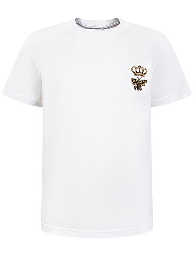 Белая футболка с вышитым логотипом Dolce & Gabbana - 1134519180706 - Фото 1