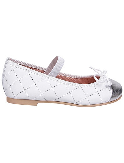Белые стеганые туфли с серебряными мысами PRETTY BALLERINAS - 2014509172005 - Фото 2