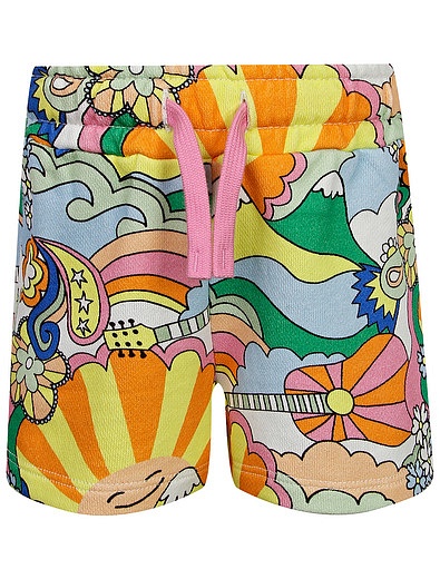 Хлопковые шорты с разноцветным принтом Stella McCartney - 1414509377393 - Фото 1
