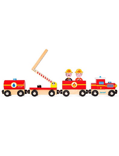 Поезд на магнитах "Пожарные" с деревянными фигурками JANOD - 7134529272624 - Фото 1
