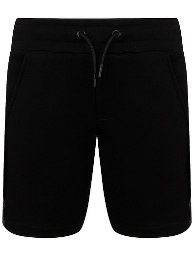 Хлопковые черные шорты с лампасами KARL LAGERFELD - 1414519174586 - Фото 1