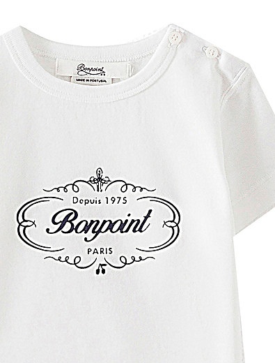 Белая хлопковая футболка с принтом Bonpoint - 1134519184100 - Фото 3