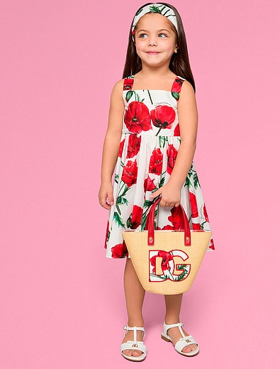 Соломенная сумка с аппликацией логотипа Dolce & Gabbana - 1204508370071 - Фото 2