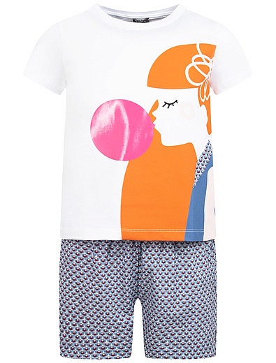 Комплект из футболки с принтом и шорт с узором Il Gufo - 3024509270860 - Фото 1