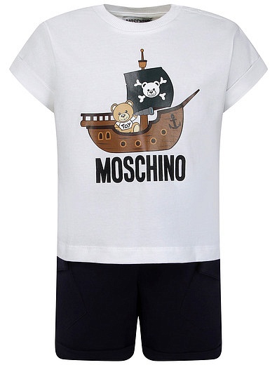 Хлопковый Комплект из футболки и шорт Moschino - 3024519170549 - Фото 1