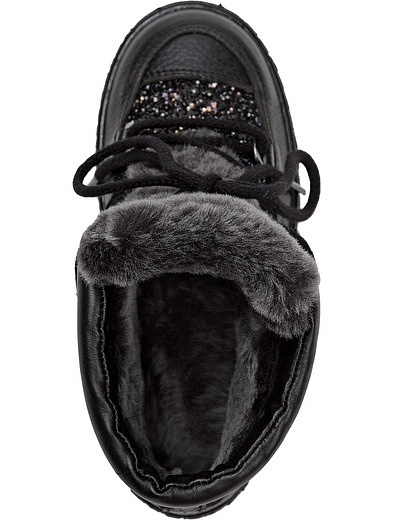 Черные ботинки со шнуровкой и глиттером UNISA - 2031109780034 - Фото 4
