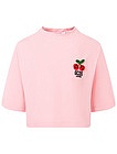 Розовая укороченная футболка с вышивкой - 1134609273554