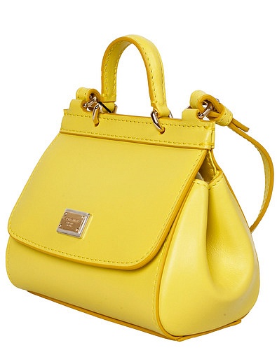 Жёлтая сумка из натуральной кожи Dolce & Gabbana - 1204508270166 - Фото 3