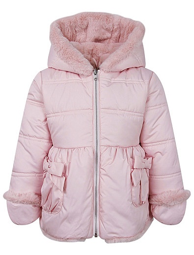 двусторонняя розовая куртка с варежками в комплекте Lapin House - 1074509180210 - Фото 1