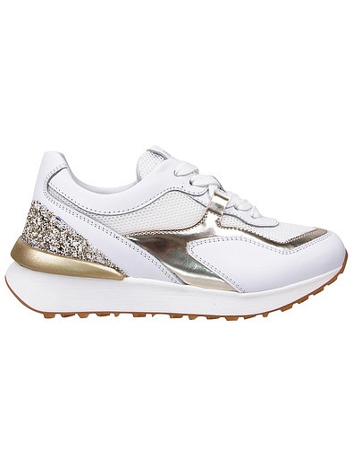 Белые кроссовки с золотистыми вставками Morelli - 2104509171433 - Фото 2