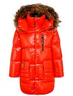 Оранжевая куртка с отделкой из натурального меха - 1074519282652