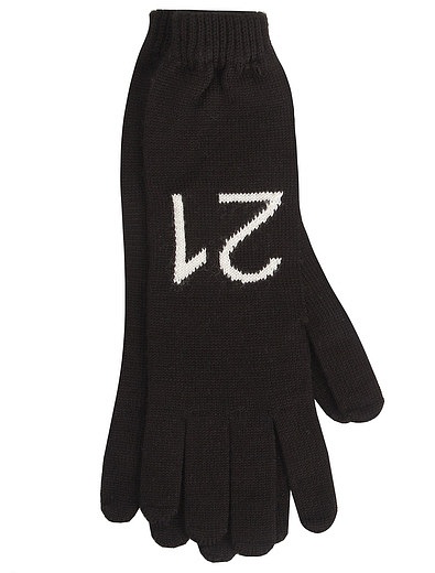 Чёрные перчатки с логотипом №21 kids - 1194508280343 - Фото 1