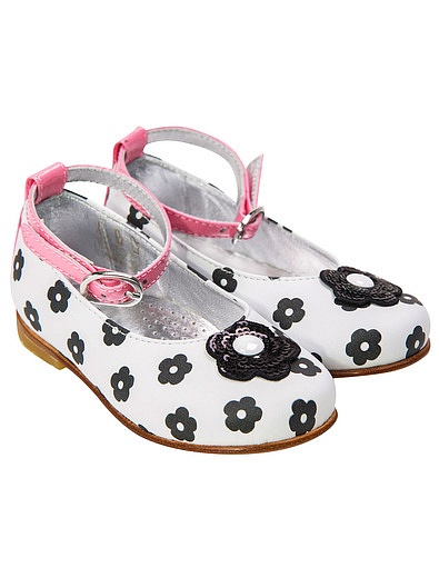 Кожаные туфли с цветами Simonetta - 2011209770029 - Фото 1