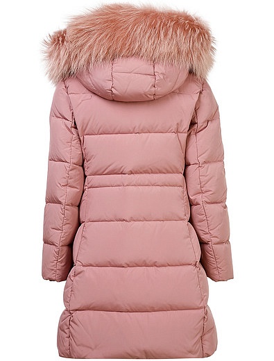 Розовое пуховое пальто с отелкой из меха енота Jums Kids - 1122609880162 - Фото 3