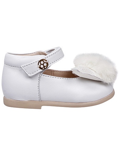 Белые туфли с меховыми помпонами Florens - 2011209980022 - Фото 2