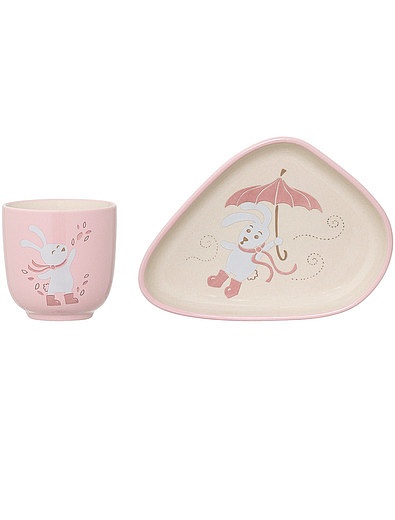 Тарелка и чашка Pink Bear; Bloomingville - 2292620970315 - Фото 1
