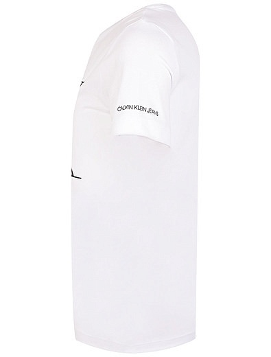 Белая футболка с крупным логотипм CALVIN KLEIN JEANS - 1134529182479 - Фото 3