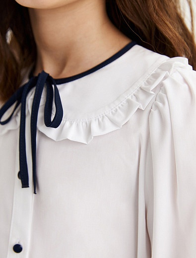 Блуза с объёмным воротником и контрастным кантом SILVER SPOON - 1034509280013 - Фото 3
