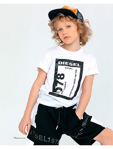 Хлопковые шорты с надписью Diesel - 1414519172186 - Фото 6