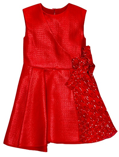 Красное ассемитричное платье с бантом Dior - 1051309580020 - Фото 1