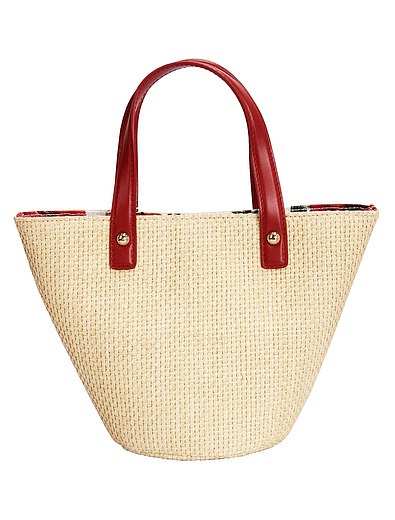 Соломенная сумка с аппликацией логотипа Dolce & Gabbana - 1204508370071 - Фото 3