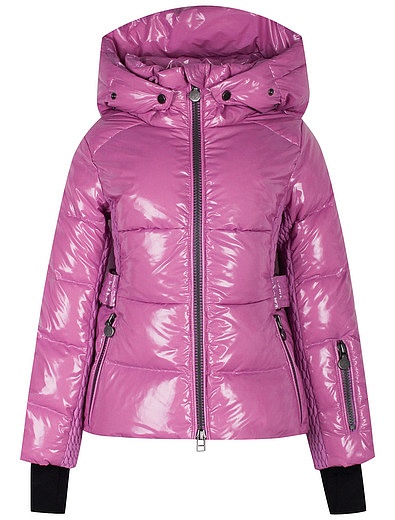 Розовая пуховая куртка с отделкой из меха енота NAUMI - 1072609980327 - Фото 5