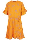 Оранжевое платье из вискозы с текстовым принтом - 1052409971831