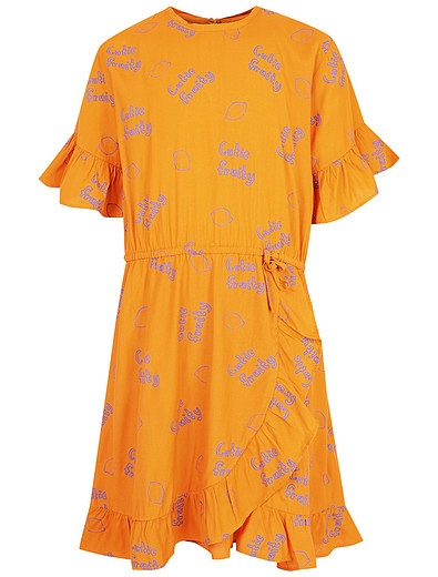 Оранжевое платье из вискозы с текстовым принтом Soft Gallery - 1052409971831 - Фото 1