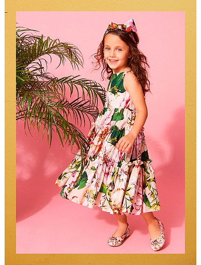 Длинное платье с принтом цветы Dolce & Gabbana - 1054509078083 - Фото 2