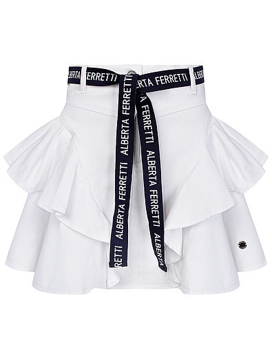Белая юбка мини с поясом ALBERTA FERRETTI - 1044509170788 - Фото 1