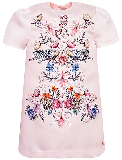 Бледно-розовое платье с цветочным узором Roberto Cavalli - 1054709372486 - Фото 1