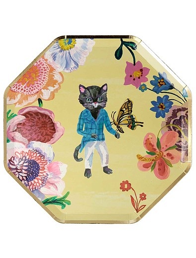 Набор одноразовых тарелок с кошками и цветами 8 шт. Meri Meri - 2294520170048 - Фото 3