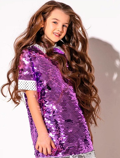 Фиолетовое платье с пайетками №21 kids - 1054609282564 - Фото 5