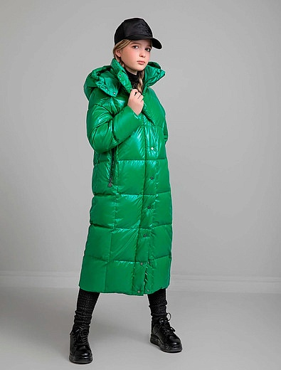длинное зеленое пуховое пальто NAUMI - 1124509183770 - Фото 3