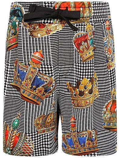 Шорты из хлопка с принтом короны Dolce & Gabbana - 1414519071656 - Фото 1