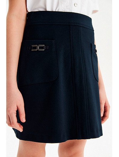 Темно-синяя юбка с накладными карманами SILVER SPOON - 1044509280098 - Фото 6