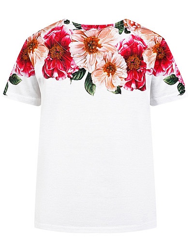 Хлопковая футболка с цветочным принтом Dolce & Gabbana - 1134509170434 - Фото 3