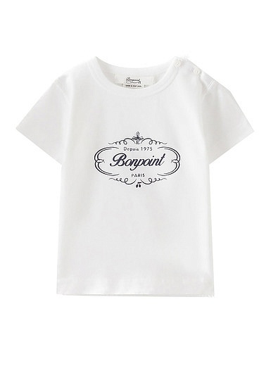 Белая хлопковая футболка с принтом Bonpoint - 1134519184100 - Фото 1