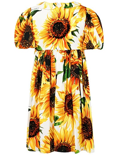 Платье из шелка с принтом подсолнухи Dolce & Gabbana - 1052809980426 - Фото 2
