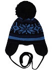 Темно-синяя шапка с орнаментом - 1354519080862
