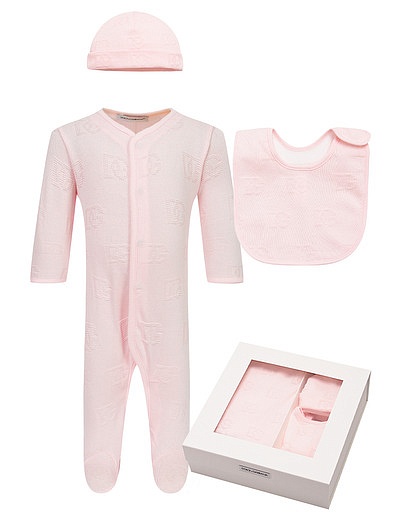 Розовый комплект с логотипами Dolce & Gabbana - 3034509370279 - Фото 1